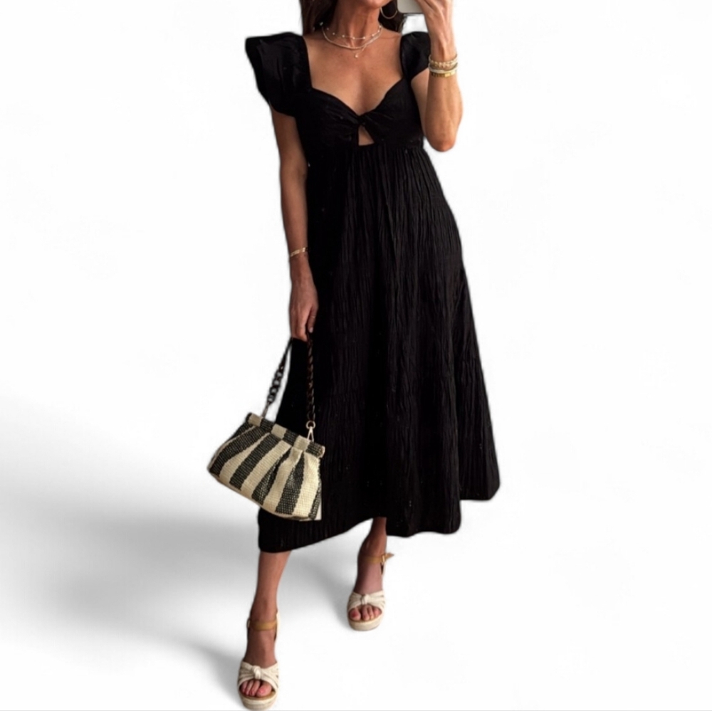 New Universal Thread Flutter Short Sleeve Midi A-… - image 1